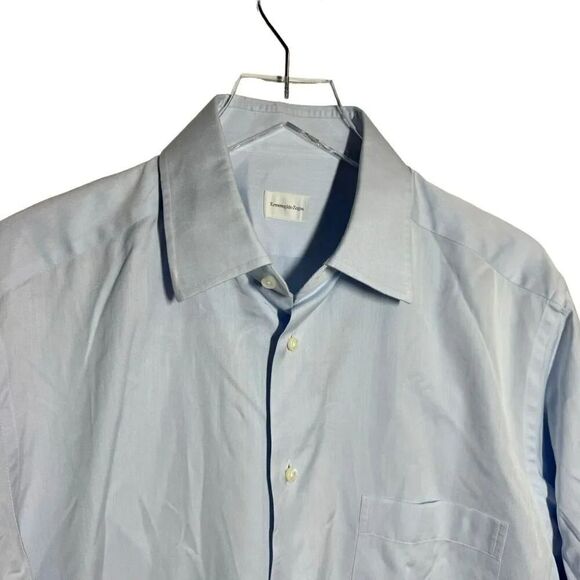 Ermenegildo Zegna Men's regular fit dress shirt size 42 16.5 flight blue - Picture 2 of 9